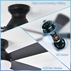 Depuley 42-Inch Ceiling Fans with Lights: Indoor/Outdoor Flush Mount Ceiling Fan with Remote Control - Black 5 Blade Low Profile Fandelier for Kitchen Gazebo - Reversible Quiet Timer - 2 Packs
