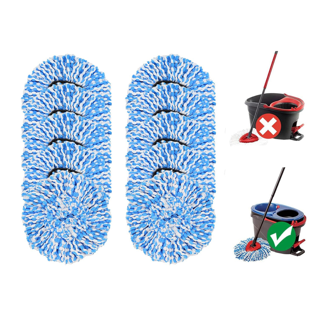[10 Pack]Mop Heads Replacements, Spin Mop Replacement Head Deep Cleaning Machine Washable and Easy Replace,Spin Mop Refill Replacement Head 100% Microfiber,Mop Head Compatible with RinseClea