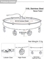 U7 Silver Anklets for Women Layered Gold Chain Anklet Lightweight