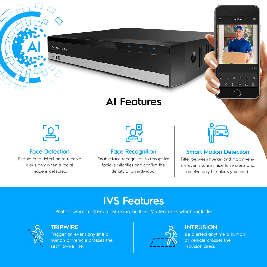 Amcrest 5MP UltraHD 8 Channel DVR Security Camera System Recorder, 5MP DVR for Analog Cameras, Remote Smartphone Access, Pre-Installed 4TB Hard Drive (AMDV5M8-4TB)