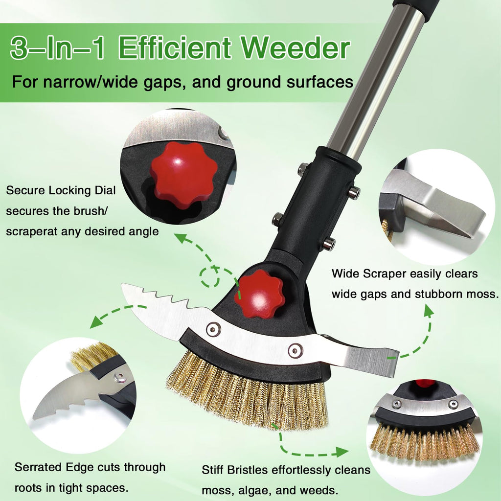 VITAINTE 3 in 1 Crack Weeder Tool Long Handle