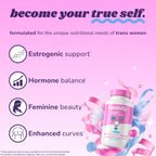 Feminify HRT+ Capsules for Estrogen - Top Bottom Curves Hair Skin Nails Femininity Enhancement - Formulated for MTF Trans Women - 60 Count