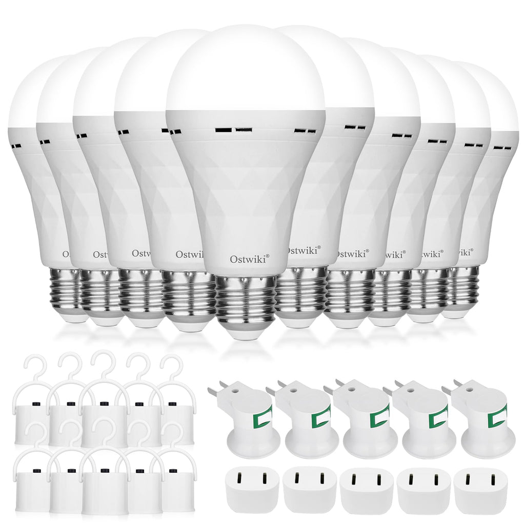 Ostwiki 10 Pack Rechargeable Emergency Light Bulbs for Power Outage