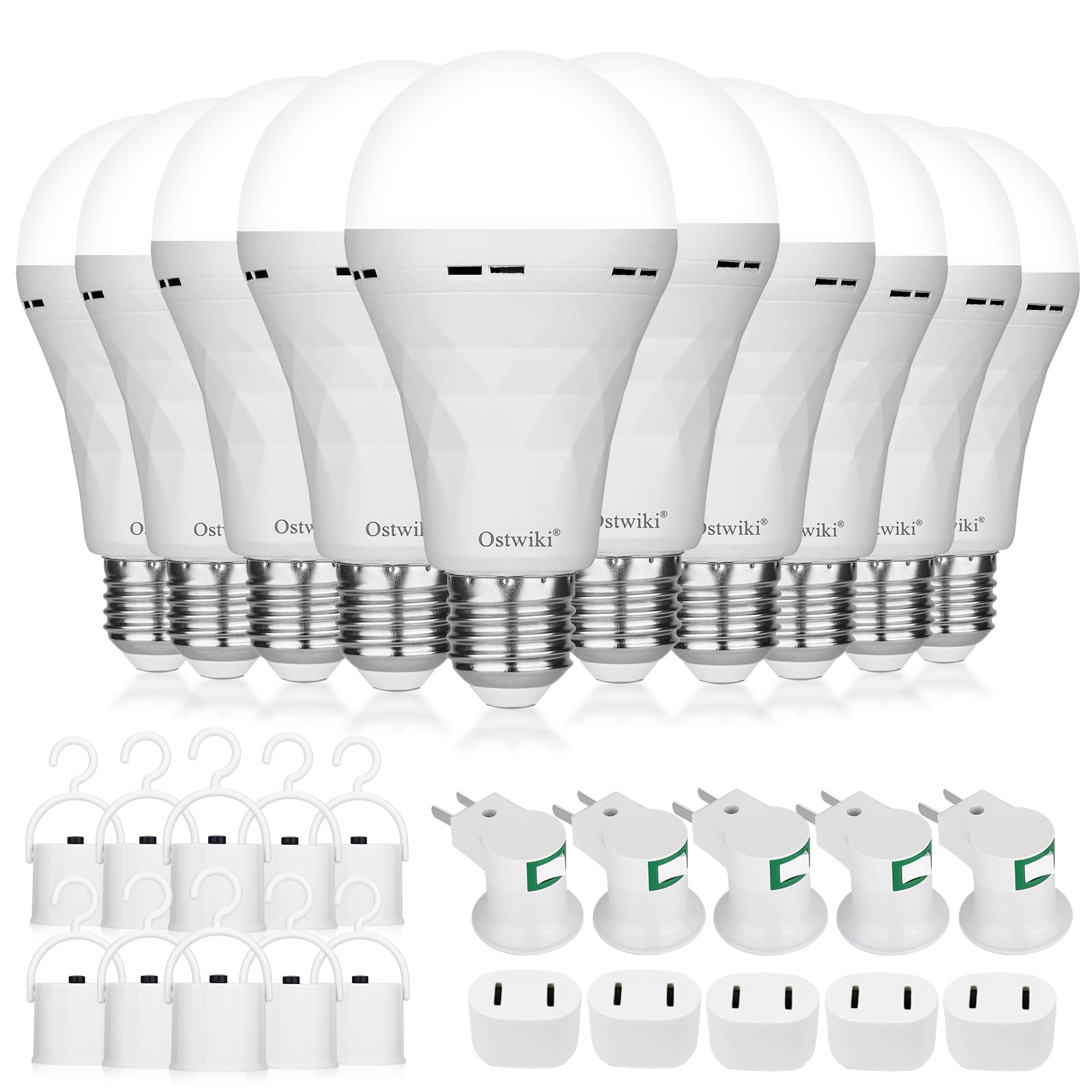 Ostwiki 10 Pack Rechargeable Emergency Light Bulbs for Power Outage