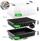 3-Pack Seed Starter Trays with 5" Tall Humidity Domes & 54-Cell Deep Trays