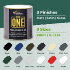 THE ONE All-In-One Paint & Primer - Green Satin, 8.5 Fl Oz/250ml | 1 Coat Formula | Easy Indoor & Outdoor Decorating for Home & Garden Walls, Floors & Furniture | Water-Based & Low VOC