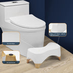 Toilet Stool Squat Adult,Gligam Poop Stool for Bathroom,Bearing 550 lbs Weight,Toilet Step Stool, Potty Stool for Adults and Kids,Non-Slip Simple Design,7" Tall (White/Bamboo Color)