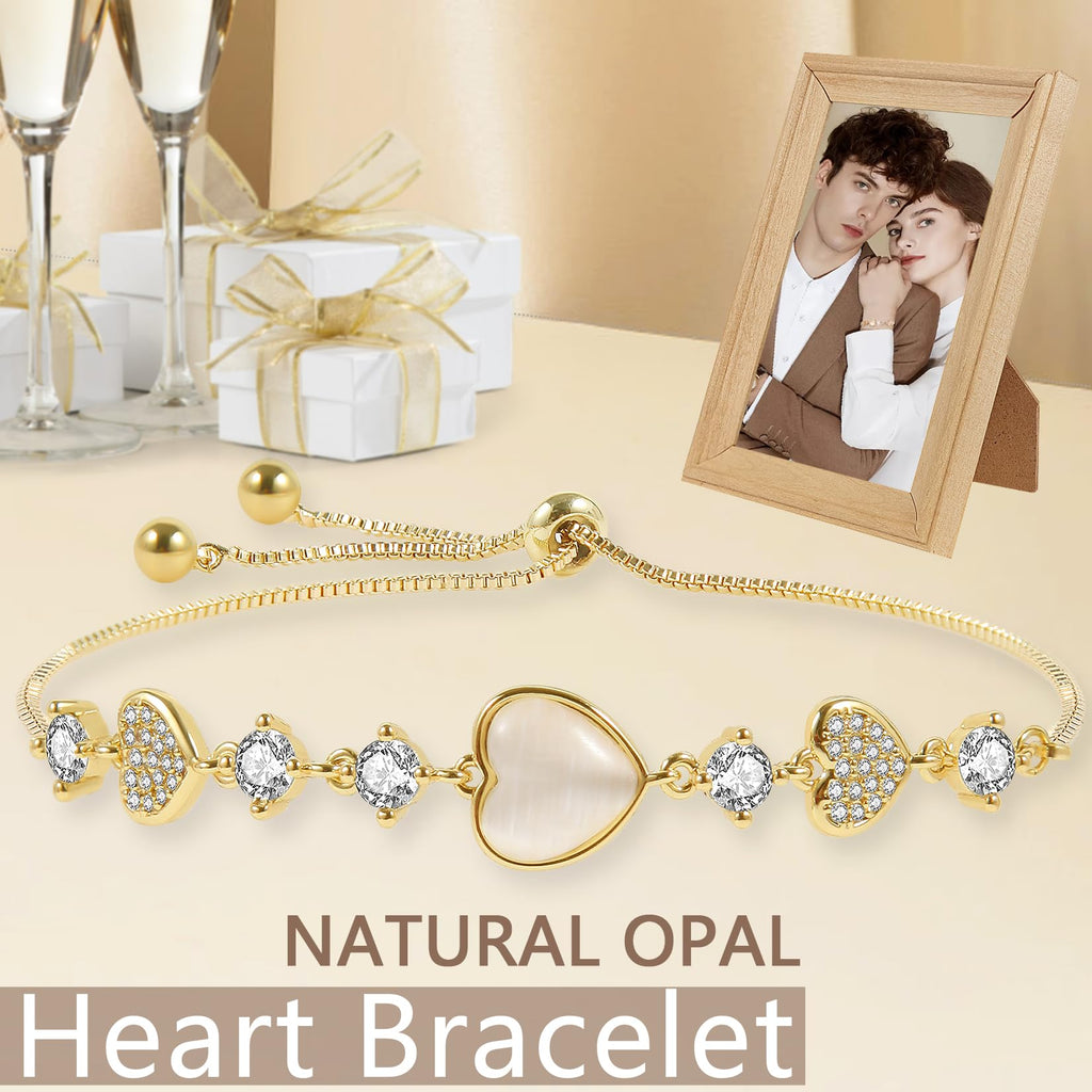 yongder Dainty Adjustable 14K Gold Plated Heart Link Chain Bracelet for Women