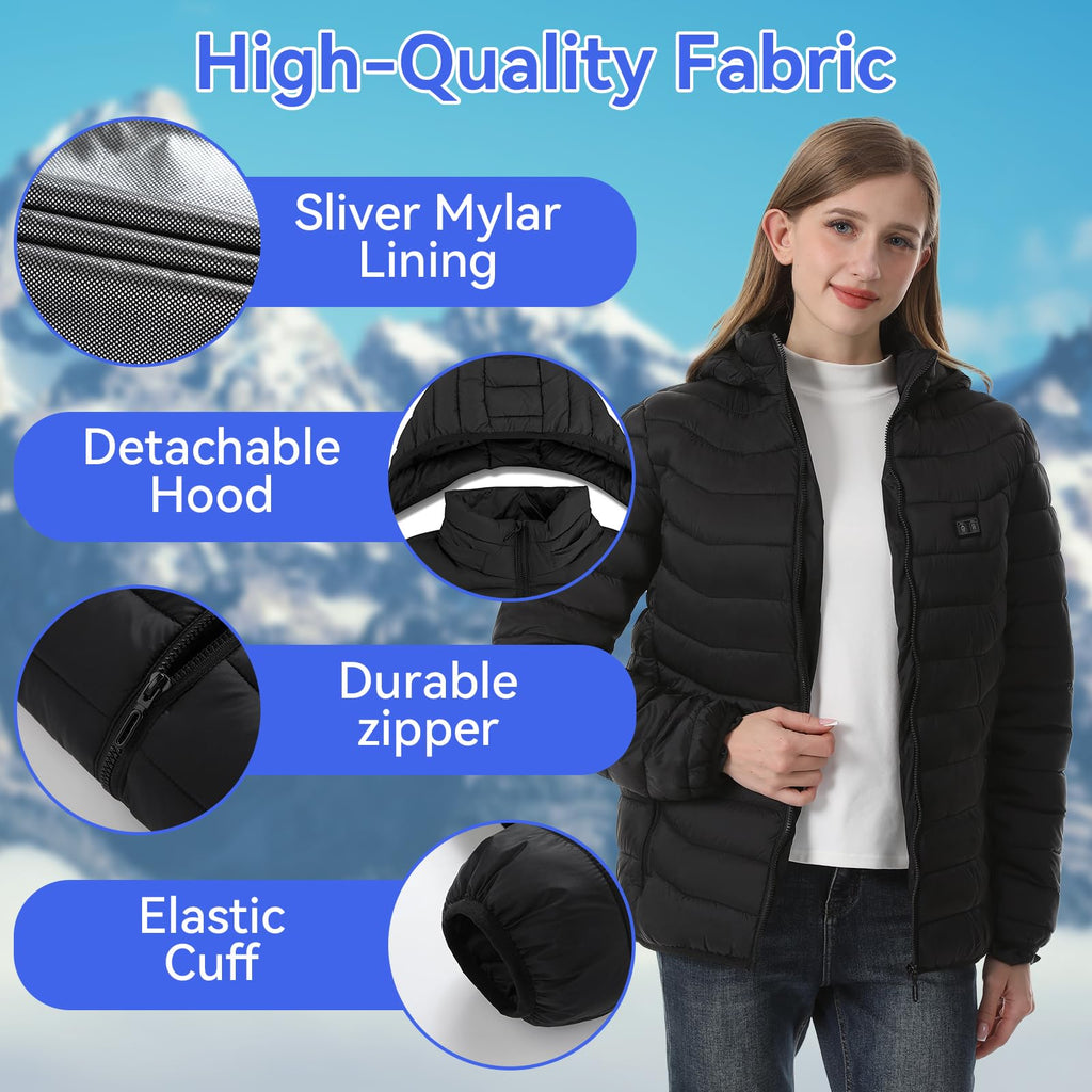 CHANGEOWN Heated Jackets for Women & Men, Dual-Control 15 Heating Zones Unisex Heating Jacket Coat with Battery, 3 Heating Levels Windproof & Waterproof Heating Jacket for Winter Outdoor, Medium