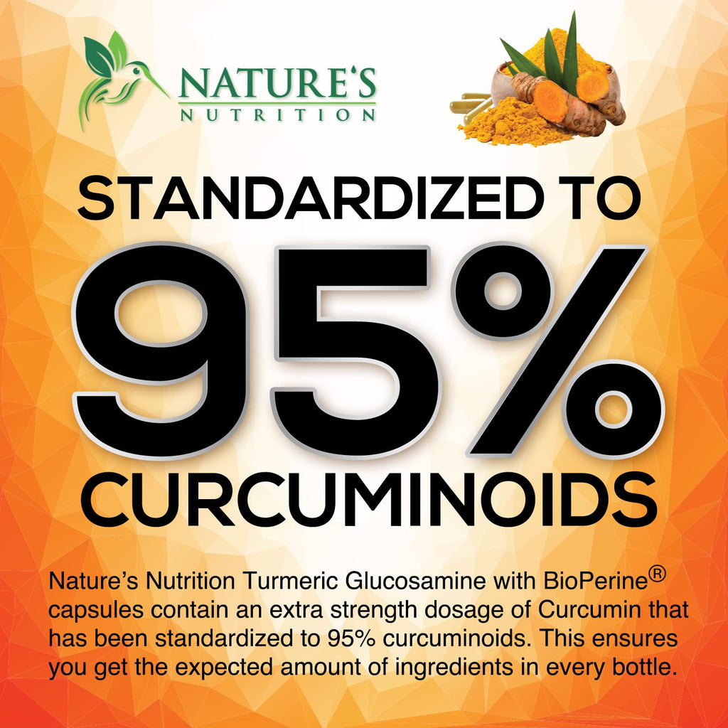 Turmeric Curcumin Supplement 2000mg - 95% Curcuminoids with Glucosamine, Ginger & MSM, BioPerine Black Pepper for Best Absorption, Nature's Vegan Joint Support, Non-GMO, Bottled in USA - 240 Capsules