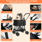MILA&LOUIS Dog Stroller, 22" Pet Cradle for Small Dog, Pet Stroller with 4 Pu Wheels, 10Lbs Ultra-Light Dog&Cat Stroller for Small Pets, Max 22Lbs Capacity Detachable & Foldable Design with Cup Holder