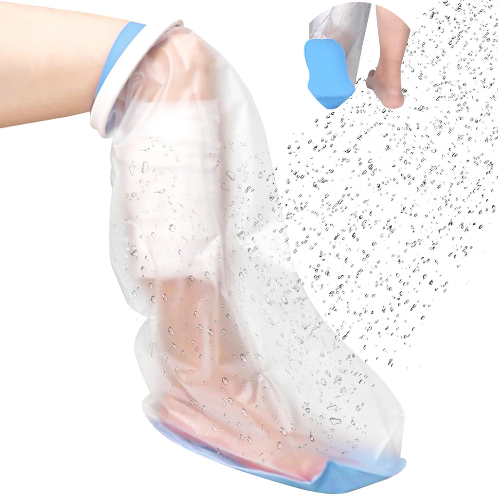 DNEOUXI Waterproof Cast Covers for Shower Leg Adult with Non-Slip Bottom, Watertight Leg Cast Protector Cast Bag for Shower Knee Shank Foot Ankle Surgery Dressing Wound, Reusable