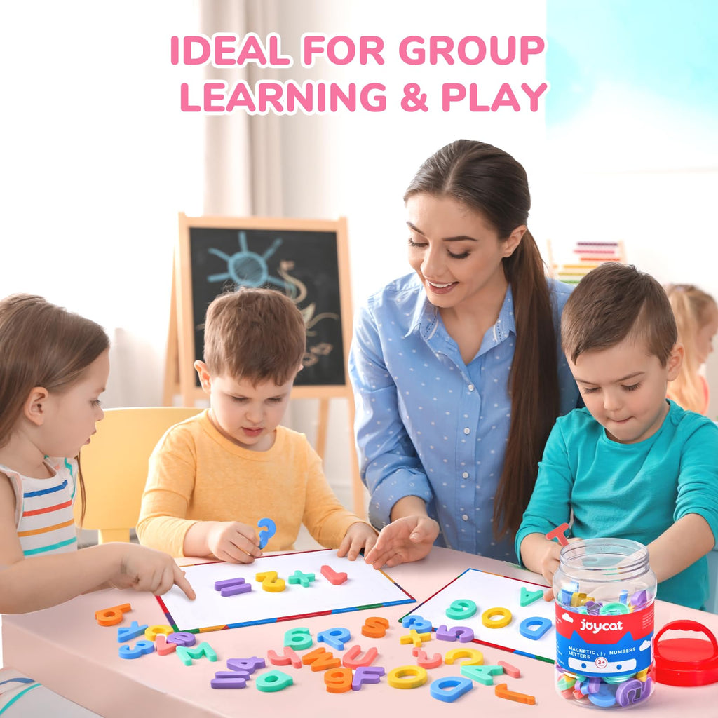 JoyCat Magnetic Letters and Numbers, Uppercase and Lowercase Alphabet Fridge Magnets, Preschool Educational Learning Plastic ABC 123 Colorful Toy Set, Math Symbols for Toddlers, Kids (104 PCS)