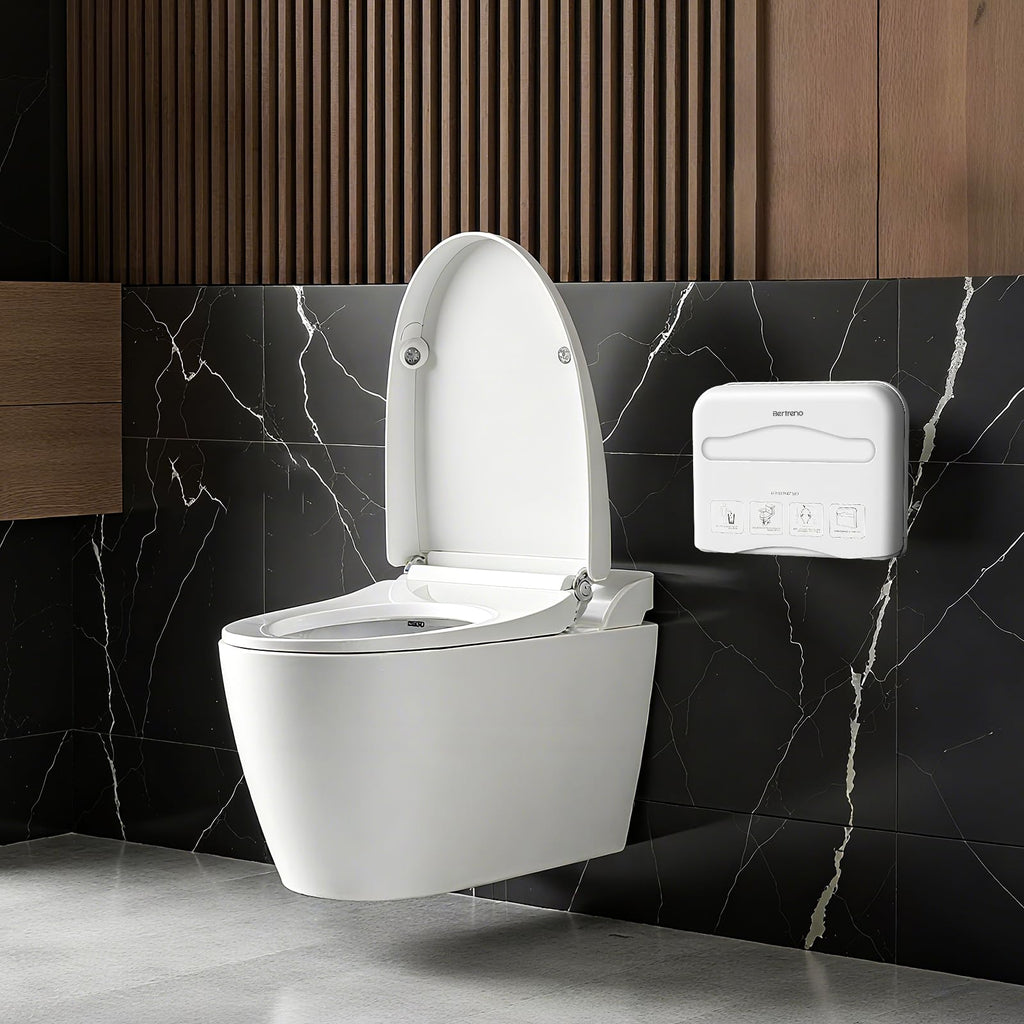 Bertreno Commercial Toilet Seat Cover Dispenser Wall Mount Half-Fold Toilet Seat Cover Holder for Restroom Commercial Bathroom White