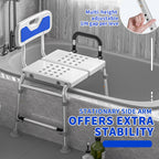 Drseats Heavy Duty Width Adjustable Bath Tub Transfer Shower Bench for Inside Tub Extended Shower Chair with Adjustable Height and Reversible Backrest Handicap Bath Seat for Elderly and Disabled