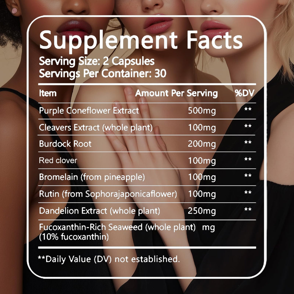 PKQLQ Lymph Drainage Capsules | Natural Detoxification Help Maintain the Healthy Fluid Balance of Both Women and Men, Promote Blood Virculation and Maintain Good Health. 60 Capsules (1)