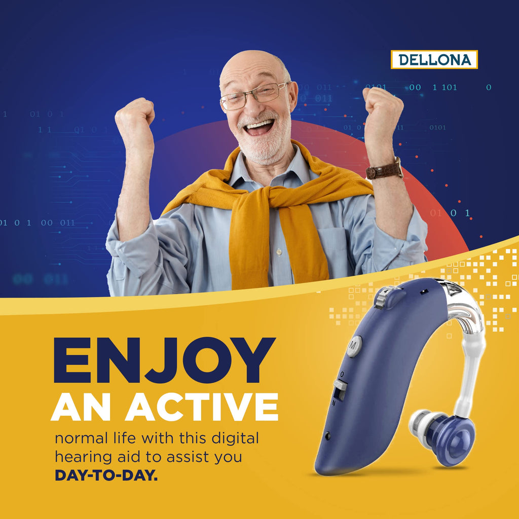DELLONA High-Performance Hearing Aids for Seniors Severe Hearing Loss, Rechargeable with Noise Cancelling (Pair), 4 Modes - Comfort Design Ear Hearing Aid, PSAP