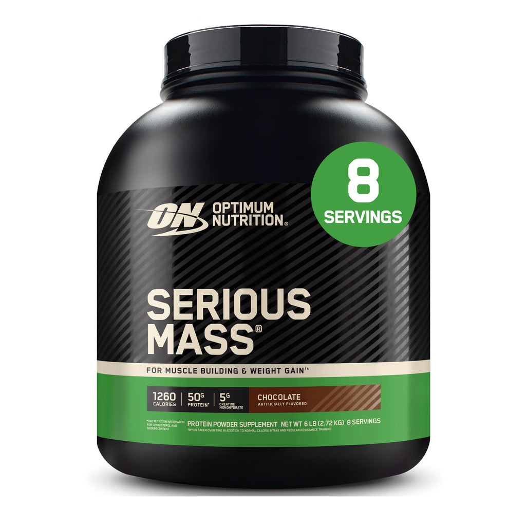 Optimum Nutrition Serious Mass, Weight Gainer Protein Powder, Mass Gainer, Vitamin C and Zinc for Immune Support, Creatine, Chocolate, 6 Pound (Packaging May Vary)