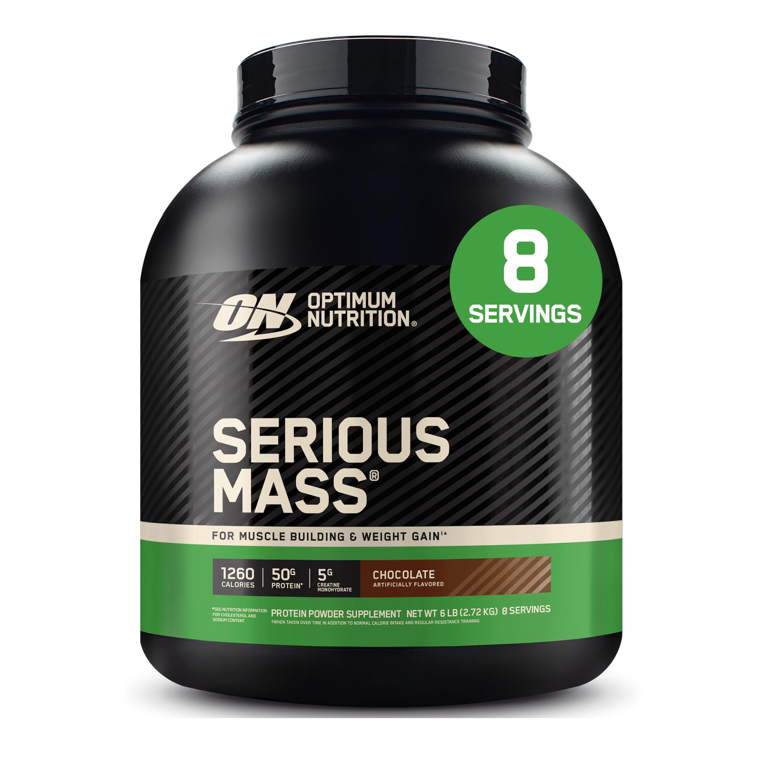 Optimum Nutrition Serious Mass, Weight Gainer Protein Powder, Mass Gainer, Vitamin C and Zinc for Immune Support, Creatine, Chocolate, 6 Pound (Packaging May Vary)