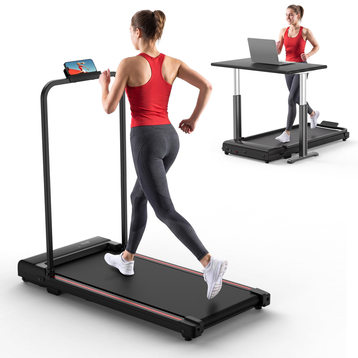 Walking Pad Treadmill for Home with Handle Bar Foldable Under Desk Terluxra
