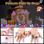 50pcs 3D Halloween Treats Toys Light Up Rings Gifts Halloween Party Favors