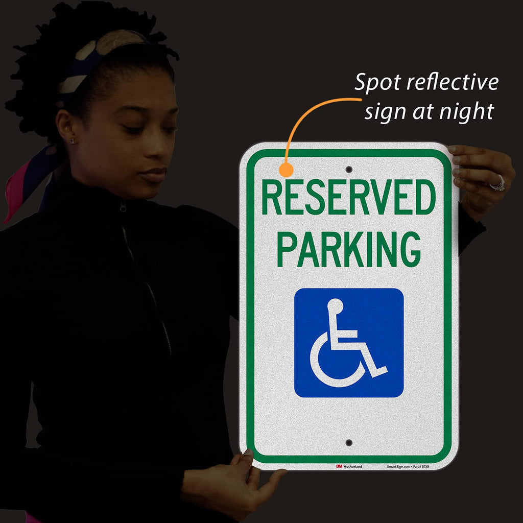 SmartSign - T1-1001-EG_12x18 Reserved Parking Federal Handicap Parking Sign By | 12" x 18" 3M Engineer Grade Reflective Aluminum