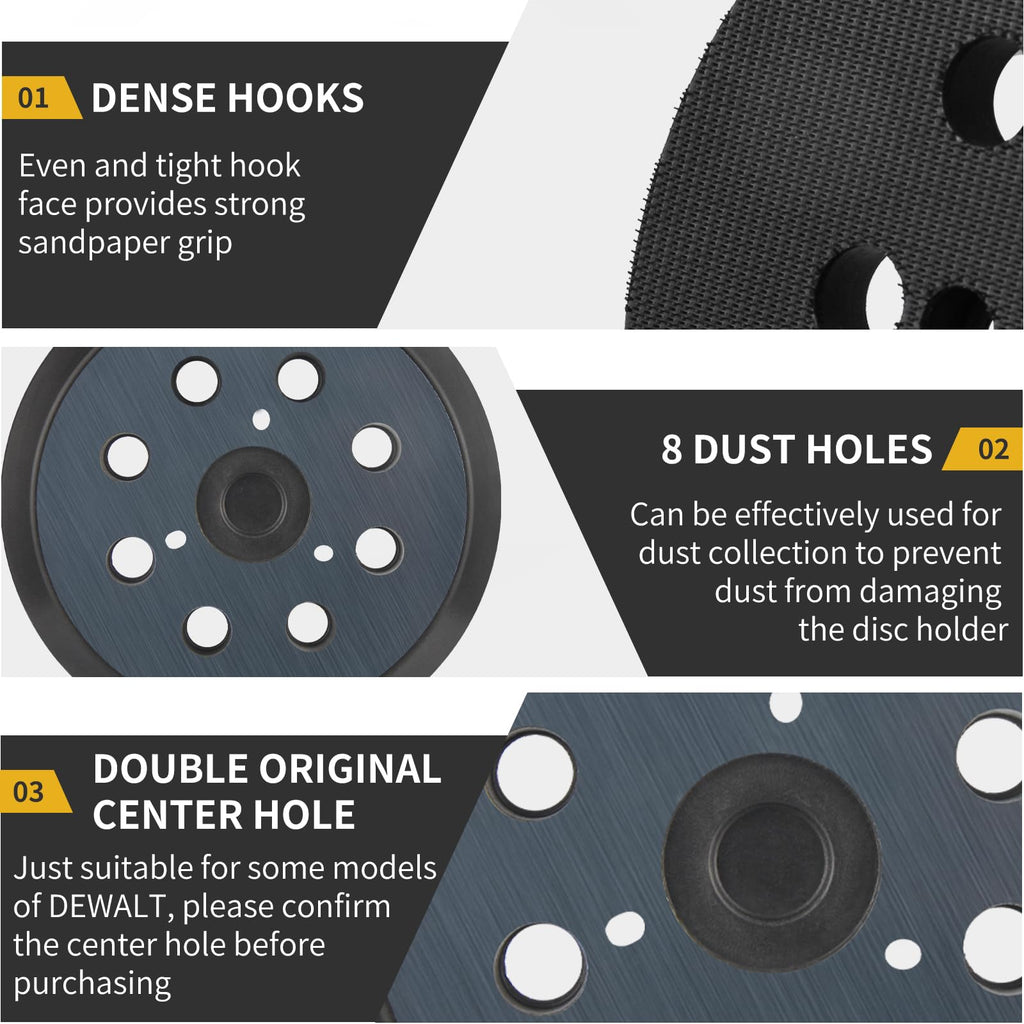 Gnellkoor Orbital Sander Pad Replacement for Dewalt, 2 Pack