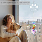 Dog Memorial Gifts, K9 Dog Memorial Crystal Suncatcher, Pet Loss Gift, Pet Sympathy Remembrance Bereavement Gifts (Color-Pet Paw)