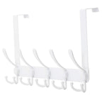 Dseap Over The Door Hook Hanger - Fits 1 3/8" to 1 3/4" Standard Doors | 5 Tri Hooks Heavy Duty Towel/Coat Rack | Door Organizer for Clothes, Jackets, Hats, Towels, White