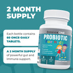 Balance ONE Time-Release Kids Probiotic – Up to 15x Better Survivability – 3 Billion CFU – Gut & Digestive Support for Children – Sugar Free, Easy to Swallow, 2 Month Supply