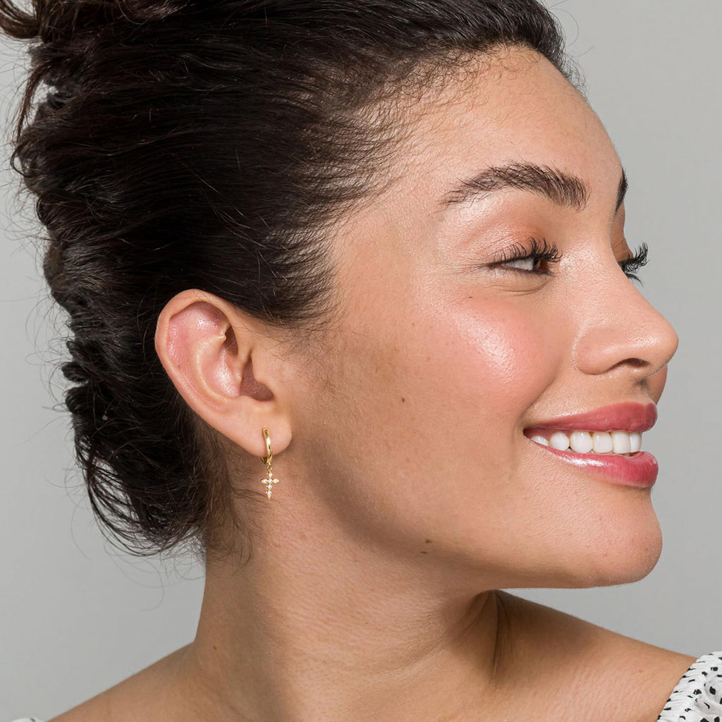 PAVOI Dainty Huggie Earrings, 925 Silver, Yellow Gold, Size 13 Millimeters