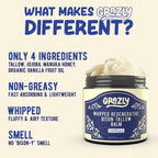 Grazly Whipped Bison Tallow Balm w/Manuka Honey, Jojoba, Organic Vanilla - Grass-Fed & Finished Organic Tallow Face Moisturizer - Face & Body Cream for Acne-Prone Skin - Nourishing Skincare (2.5 oz)