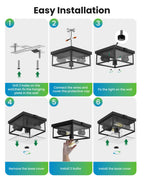 Craftersmark Outdoor Ceiling Light with Motion Sensor, Flush Mount Porch Light, Exterior Light Fixture with Clear Glass, Dusk to Dawn 2-Light Fixture for Patio,Porch (10.5 in)