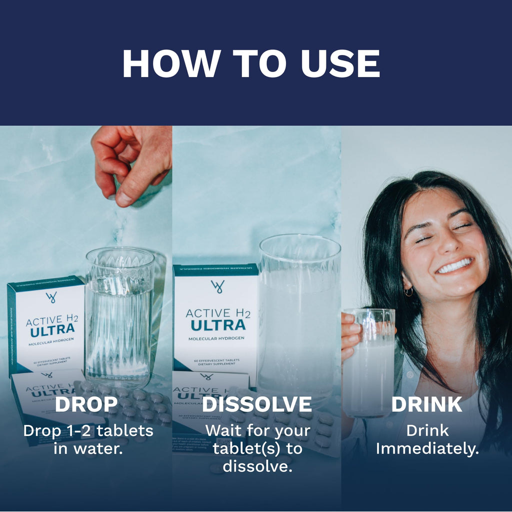 Active H2 Ultra Hydrogen Water Tablet - Optimize Health, Support Immunity, and Balance Antioxidants with Benefits of Molecular Hydrogen (1 Bottle, 60 Tablets)