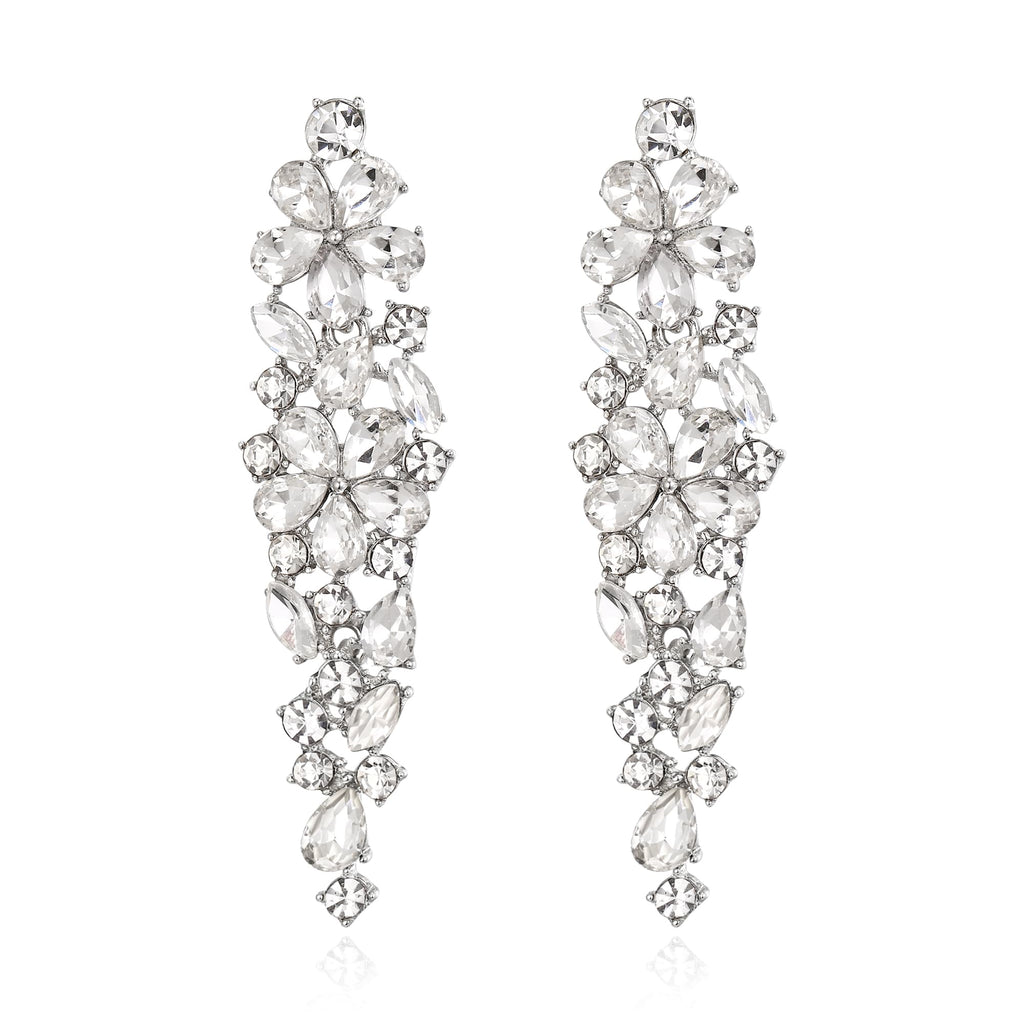 EleQueen Women's Sparkle Clear Crysatl Bridal Earrings bridal for Wedding