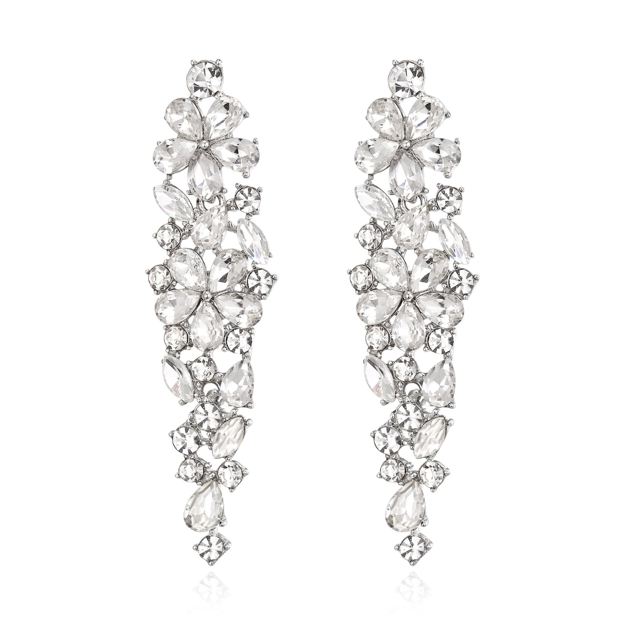EleQueen Women's Sparkle Clear Crysatl Bridal Earrings bridal for Wedding