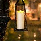 Homemory Outdoor Waterproof LED Candles, Battery Operated with Remote and Timers, Electric Fake Plastic Pillar Candles, Ivory White, Set of 2