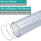 ZY-hosetube Wire Reinforced Hose 1" id - 25ft Clear Heavy Duty Suction Line Plastic Flexible Vinyl Tubing with Spiral Steel Wire, Drain Water Fuel Powder for Boat Marine Bilge Pump, with 2 clamps