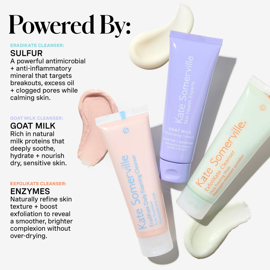 Kate Somerville Pore-fect Skin Edit Travel Kit : ExfoliKate, EradiKate, & Goat Milk Cleanser Holiday Gift Set