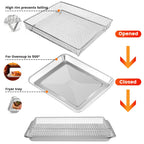 Air Fryer Basket Tray Replacement for Cuisinart TOA-60 TOA-65 TOA-70 Toaster Air Fryer Convection Oven, 12.4 * 11'' Mesh Air Fryer Steel Basket Wire Rack Accessories Parts, Dishwasher Safe