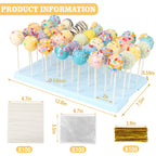 35-Hole Blue Cake Pop Stand with 100 Sticks, 100 Bags & 100 Gold Ties