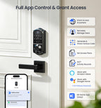 Veise VE017 Fingerprint Smart Door Lock, App Control, 8-in-1 Keyless Entry, Auto Lock, Emergency Power Port, Electronic Touchscreen Keypad, Biometric Smart Locks for Front Door, Matte Black