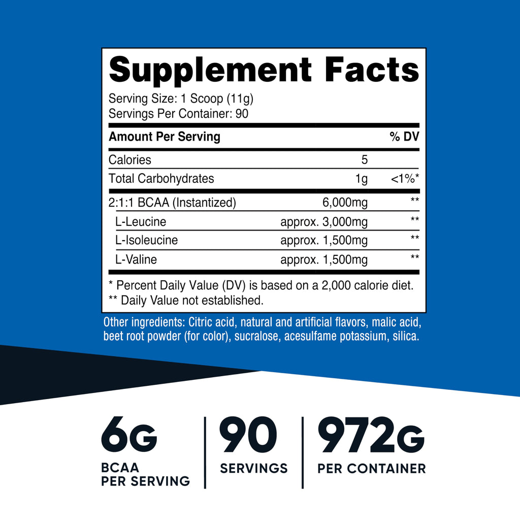Nutricost BCAA Powder 2:1:1 (Raspberry Lemonade, 90 Servings)