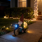 SAMPU CRAFT Garden Gnome on Motorcycle with Solar Powered Light,9.8IN