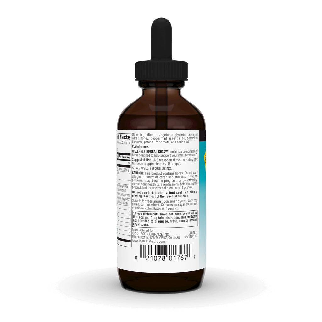 Source Naturals Wellness Herbal Kids Liquid Formula - for Immune System Support - 4 Fluid oz