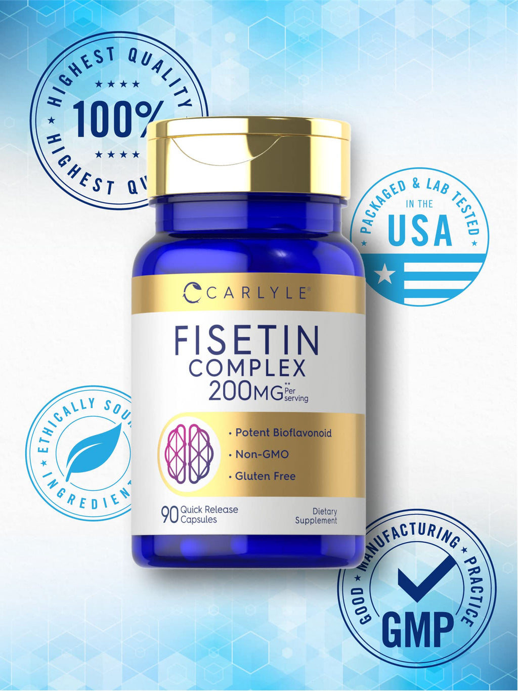 Carlyle Fisetin Complex Supplement | 90 Capsules | Non-GMO and Gluten Free