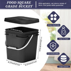 Mumufy 3 Pcs 3.5 Gallon Square Food Grade Bucket with Lid Square Bucket Pail Plastic Handles for Long Term Food Storage, Camping, Fishing, Home Organization Easy Stack and Store (Black)