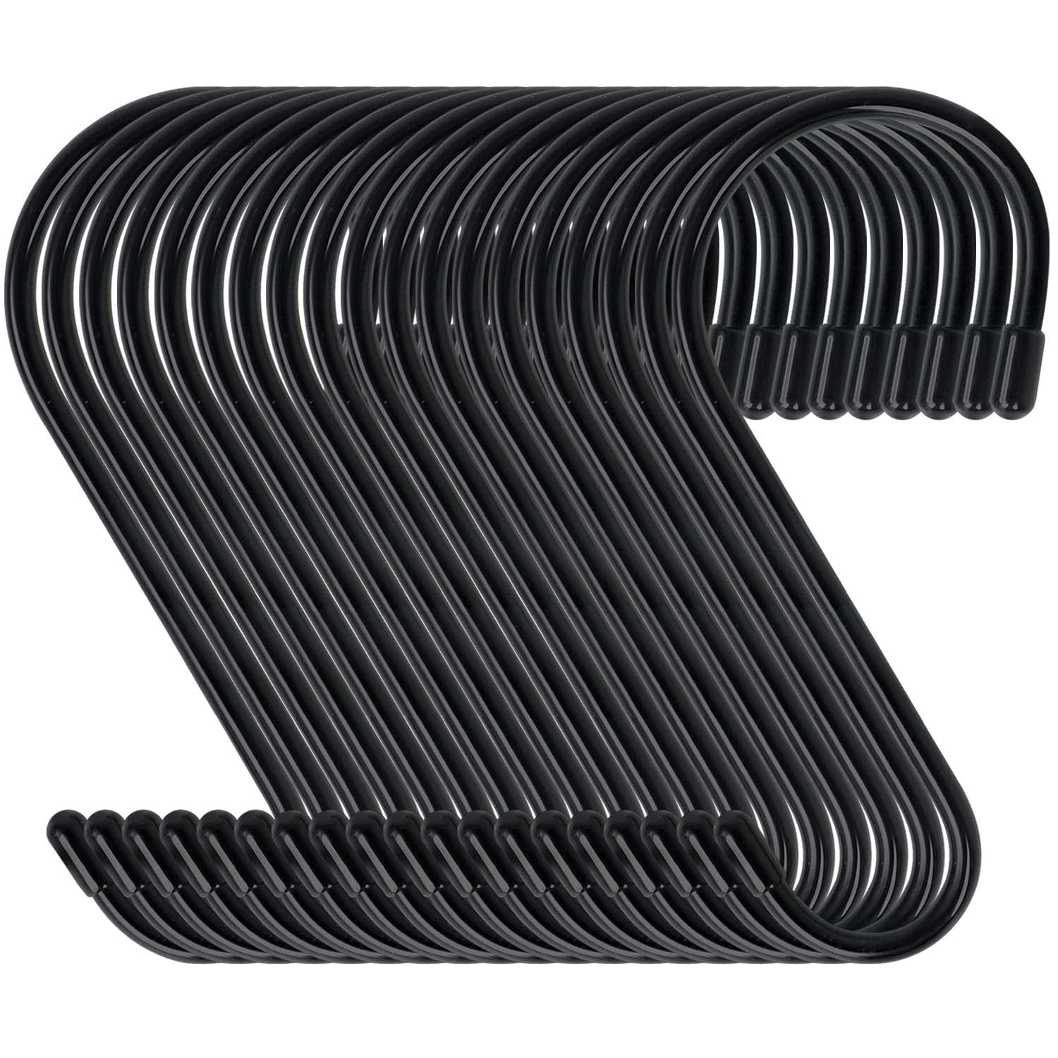 DINGEE 6 Inch 24 Pack Large S Hooks - Heavy Duty Non Slip White S Hooks with Rubber Stopper for Closet, Clothes, Jeans, Pot, Pan, Garden