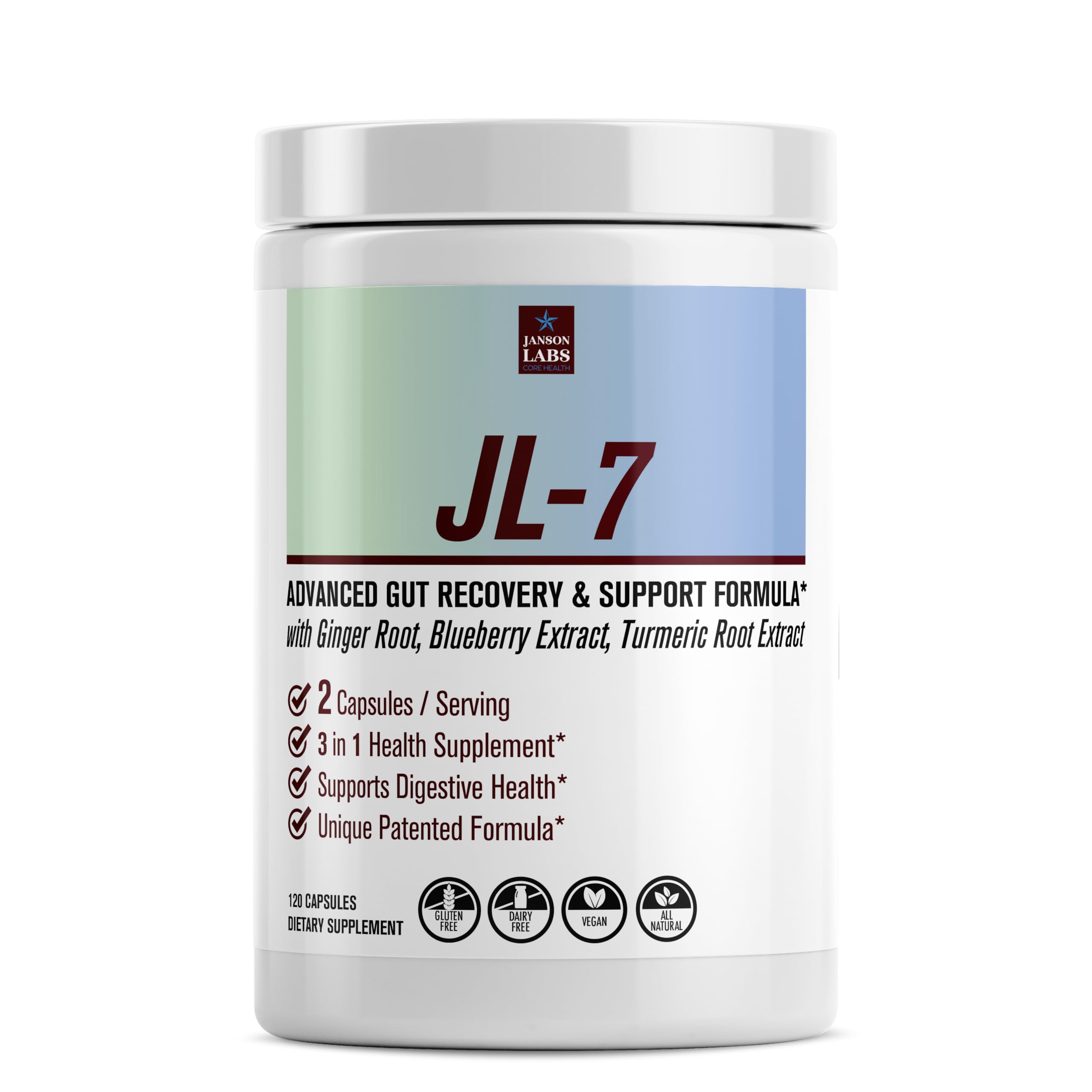 JL-7 | Crohn's and Colitis Supplement | Inflammatory Bowel Issues Resulting from GI Tract Inflammation | Supports Gut Health - IBD - UC - CD - IBS - Patented - All Natural