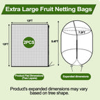 2 Pack 12x12FT Extra Large Fruit Tree Netting with Double Zipper & Double Drawstring, Heavy Duty Bird Netting for Fruit Trees, Reusable Tree Net to Protect Large Trees from Birds, Squirrels, Deer